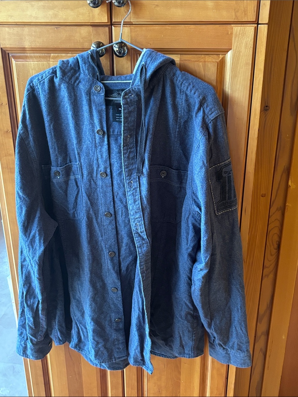 Harley-Davidson Men's Hooded Shirt Jacket in Dark Blue